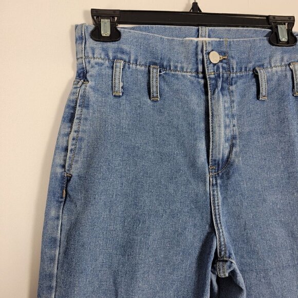 Redial Women's High Rise Paperbag Waist Straight Leg Light Wash Jean Sz 4 (EU34) - Picture 3 of 16